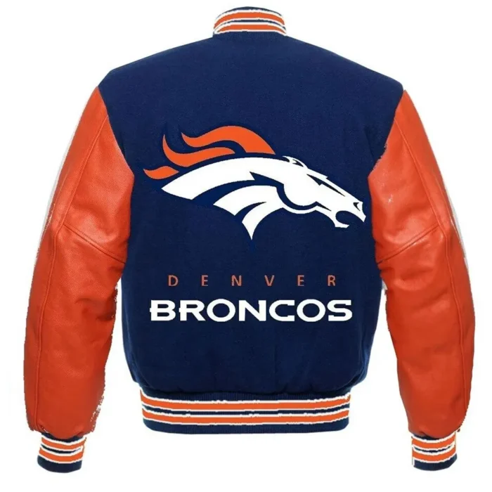 NFL Denver Broncos Varsity Wool and Leather Jacket