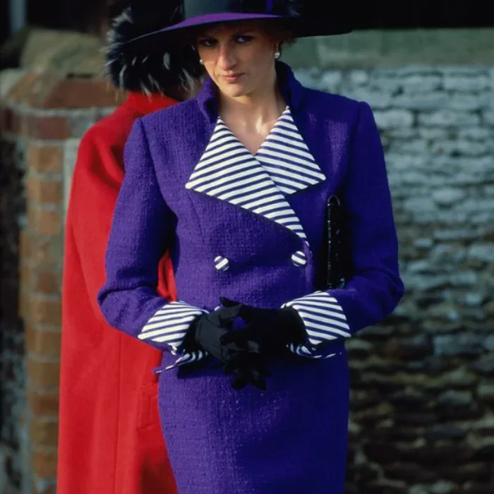 Princess Diana Sandringham Christmas Day Purple Coat