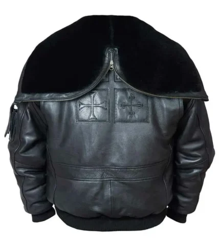 Top Gun Black Zipper Hooded Leather Jacket