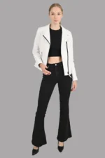 Alia Biker White Leather Jackets