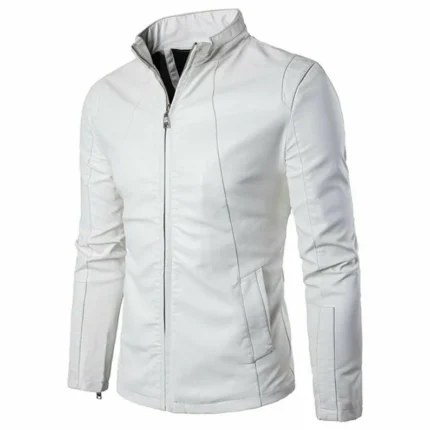 Armand Casual White Leather Jacket