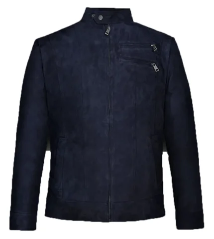 Avan Navy Blue Suede Leather Jacket