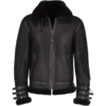 Bennett Black Belted SF Bomber Leather Jacket