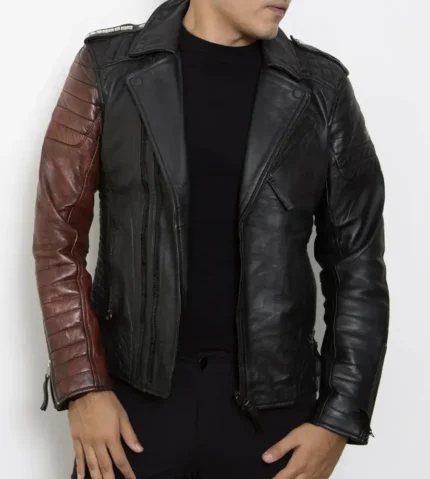 Cafe Racer Henry Black And Brown Quilted Leather Jacket