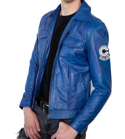 Capsule Cops Vincent Blue Trucker Biker Leather Jacket