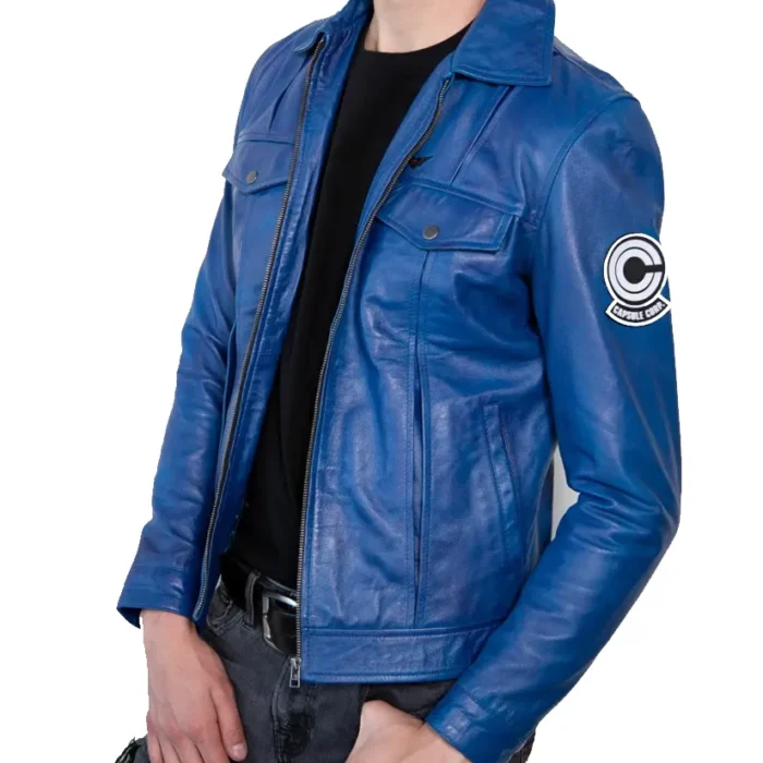 Capsule Cops Vincent Blue Trucker Biker Leather Jacket