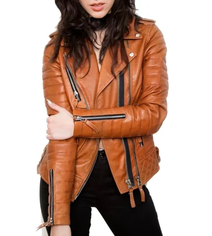 Colette Brown Biker Leather Jacket
