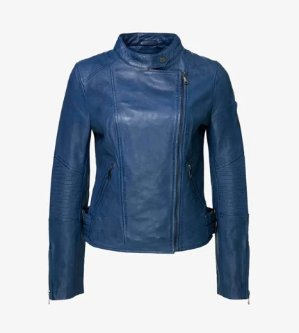 Cora Casual Blue Real Leather Jacket
