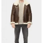 Danielle Aviator Brown Shearling Sheepskin Jacket