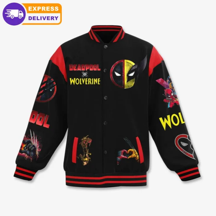 Deadpool And Wolverine We Are Best Friends Printed Baseball Jacket