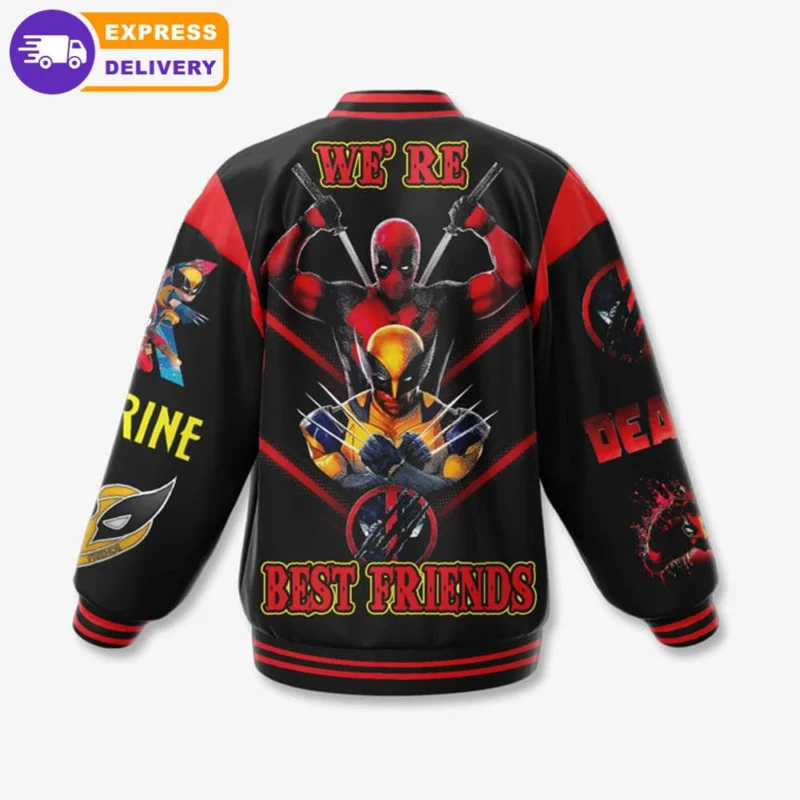 Deadpool And Wolverine We Are Best Friends Printed Baseball Jackets