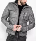 Evan Motorcycle Grey Quilted Leather Jackets