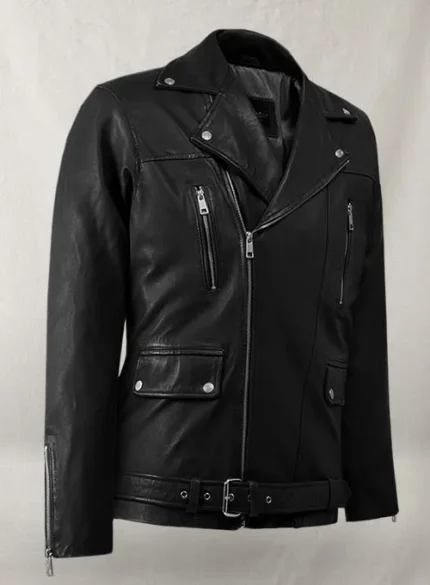 Furton Black Biker Real Leather Jackets