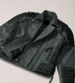 Haley Ray Quilted Black Biker Leather Jackets