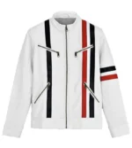 Henry Cafe Racer Striped White Leather Jacket