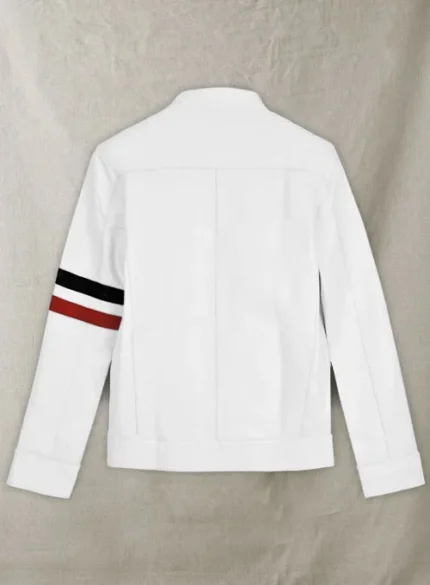 Henry Cafe Racer Striped White Leather Jackets