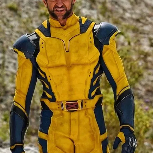 Hugh Jackman Deadpool 3 Wolverine Yellow and Blue Real Leather Jacket