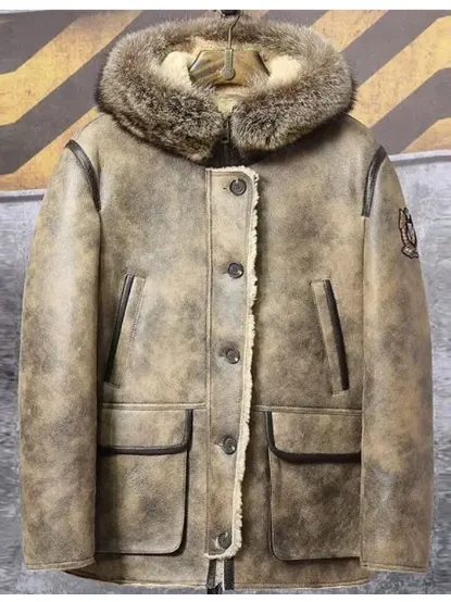 Jamie Shearling Parka Hooded Leather Jacket