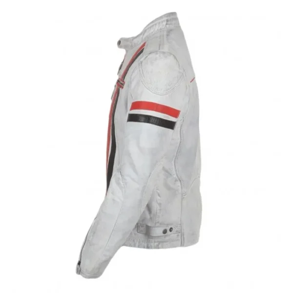 Joe Motorbike Style Genuine White Leather Jackets