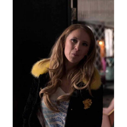 Juno Temple Ted Lasso S3 Black and Yellow Fur Jackets
