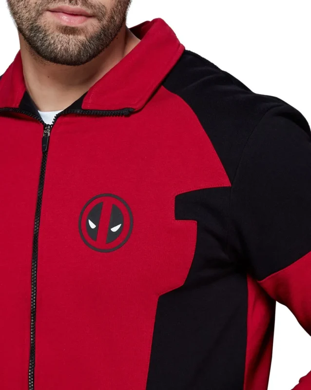 Marvel Deadpool Zip-Front Red Cotton Jacket For Sale