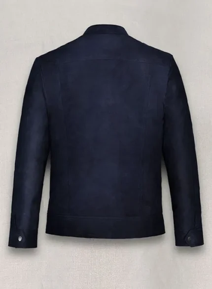 Mens Avan Navy Blue Suede Leather Jacket