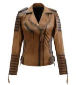 Nexi Brown Tan Motorcycle Real Leather Jacket