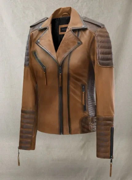 Nexi Brown Tan Motorcycle Real Leather Jackets