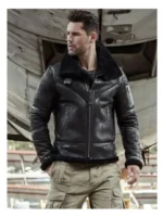 Nicholas-SF Shearling Aviator Leather Black Jackets