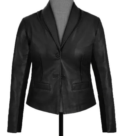 Norma Black Genuine Leather Blazer