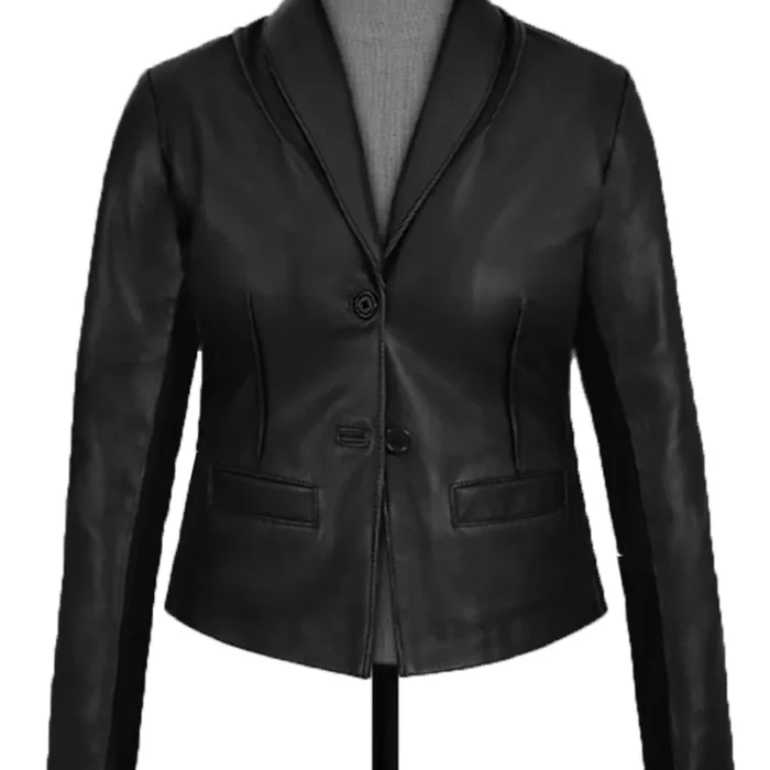 Norma Black Genuine Leather Blazer