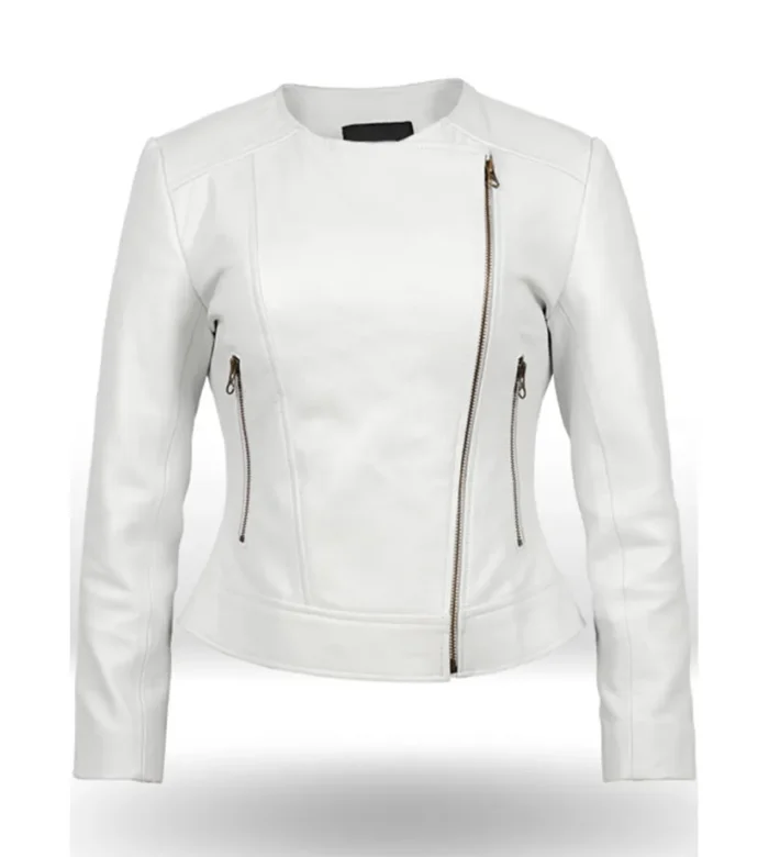 Norma White Biker Leather Jacket