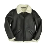 Philip B6 Bomber Shearling Fur Black Leather Jacket