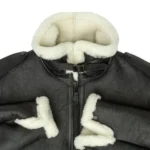 Philip B6 Bomber Shearling Fur Black Leather Jackets