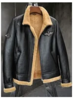 RAF Donald-SF Shearling Black Bomber Leather Jacket