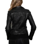 Rave Black Studded Biker Leather Jacket For Sales