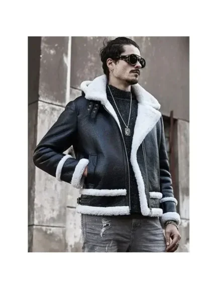 Raymond-SF Bomber Hooded Shearling Genuine Leather Jackets