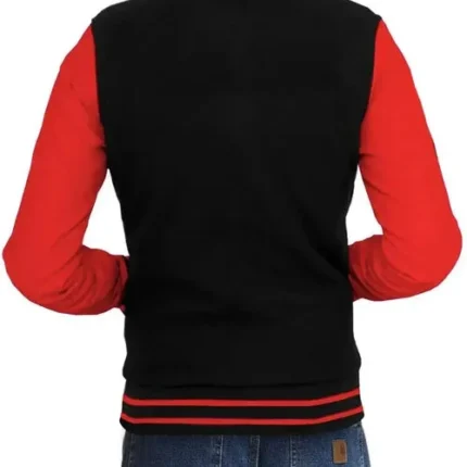 Red And Black Deadpool Logo Varsity Jacket