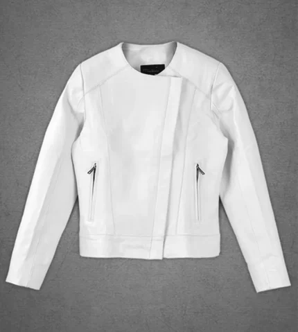 Rumella Lambskin White Leather Jacket