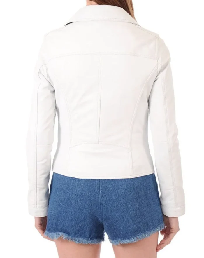 Selina Biker White Leather Jackets