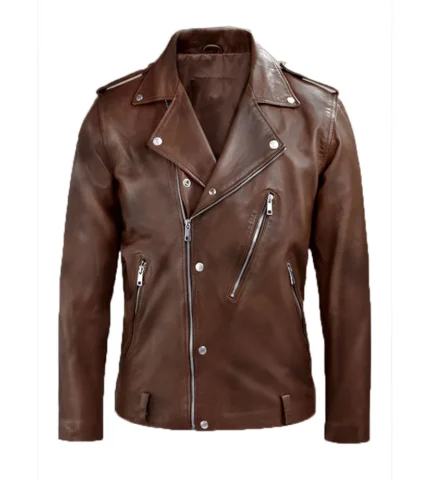 Sheriff Dark Brown Distressed Real Leather Jacket