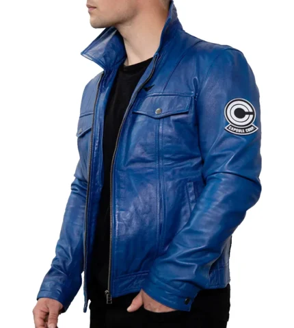 Vincent Capsule Cops Blue Trucker Leather Jacket