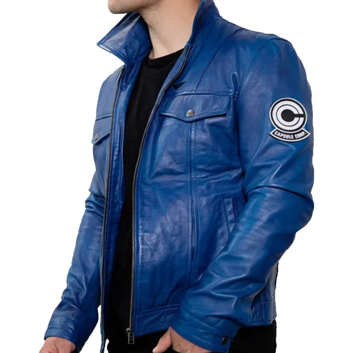 Vincent Capsule Cops Blue Trucker Leather Jacket