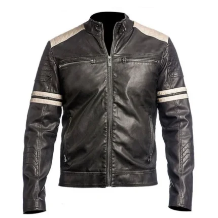 Vintage Retro Cafe Racer Motorbike Leather Jacket