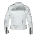 Vixen Biker Motorcycle Studded White Leather Jackets