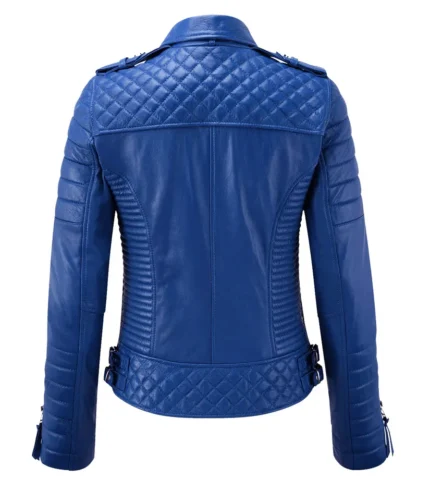 Women Royal Blue Biker Leather Jackets