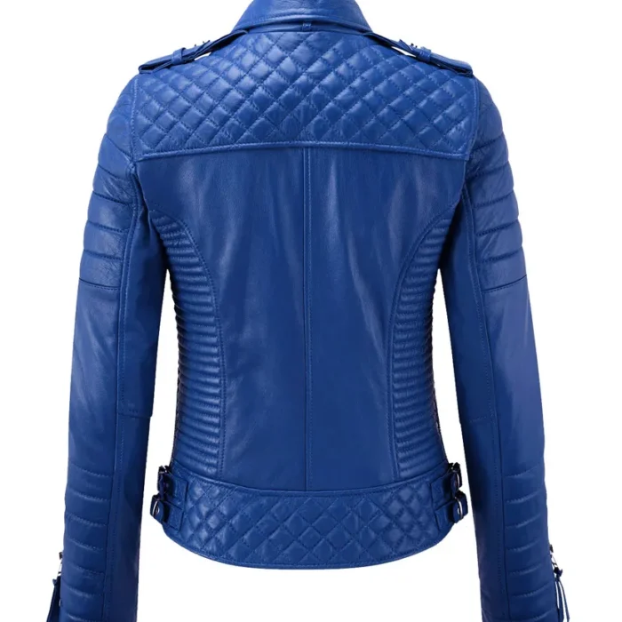 Women Royal Blue Biker Leather Jackets