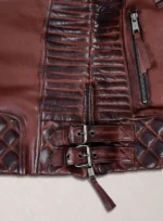 Womens Distressed Biker Carolyn Maroon Jacket