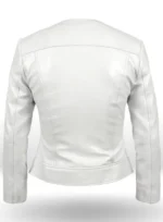 Womens Norma White Biker Zipper Leather Jackets