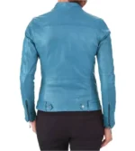 Womens Reese Genuine Sky Blue Lambskin Leather Jacket